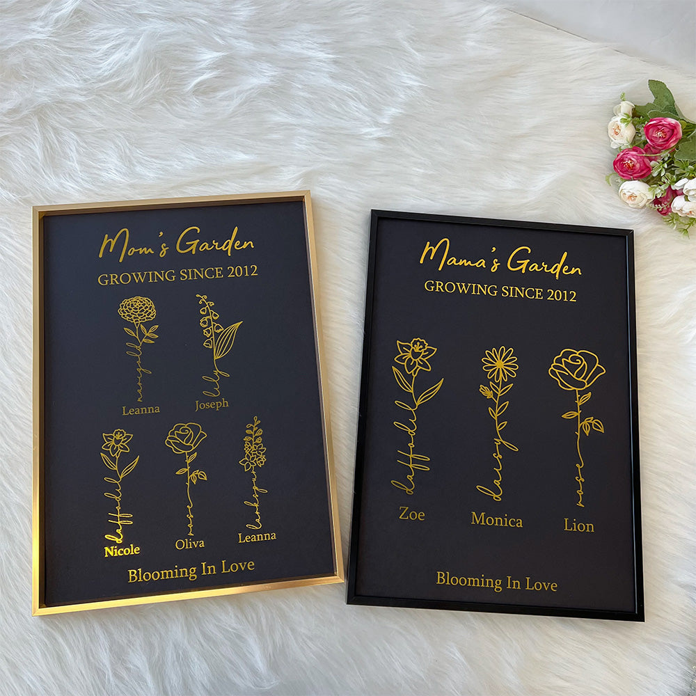 Hot Sale⭐️Custom Golden Foil Birth Flower Frame (Customized free)