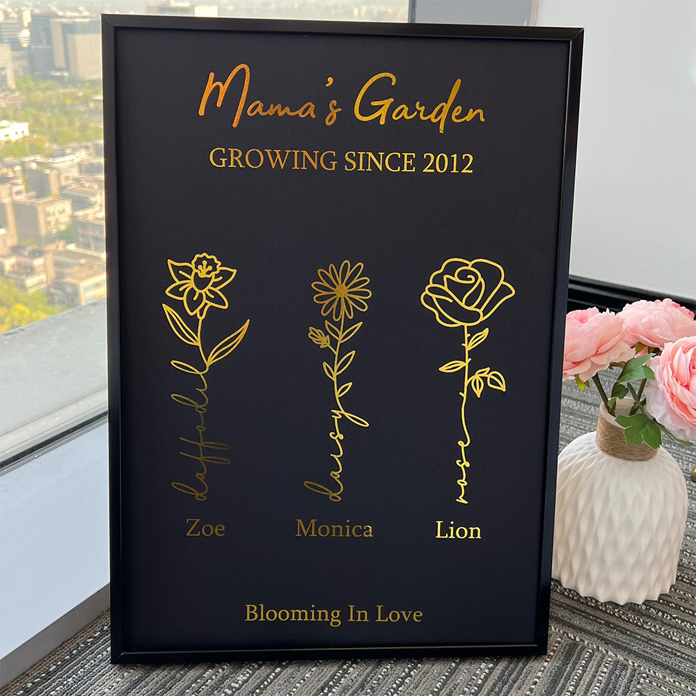 Hot Sale⭐️Custom Golden Foil Birth Flower Frame (Customized free)