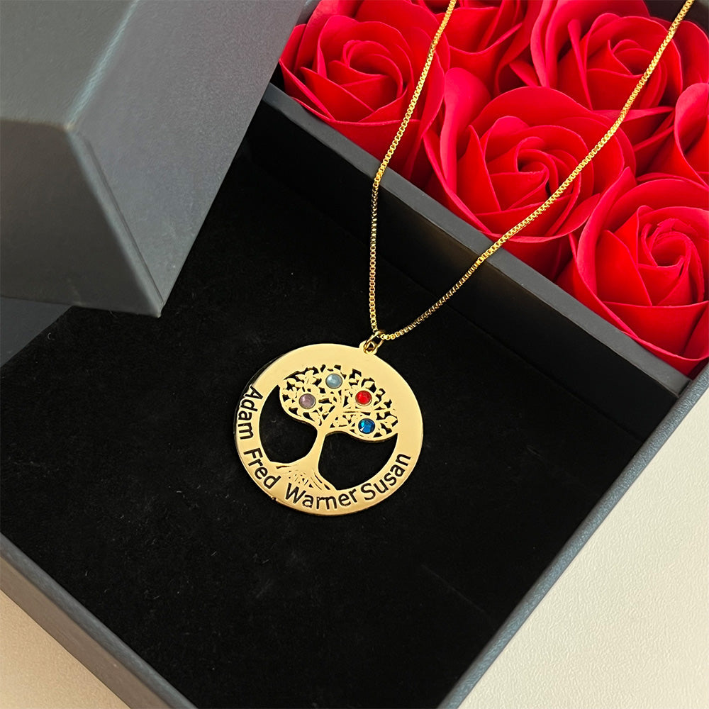 Custom Family Tree Birthstone Necklace For Mom/Grandma - Mother's Day Gift (Customized free)