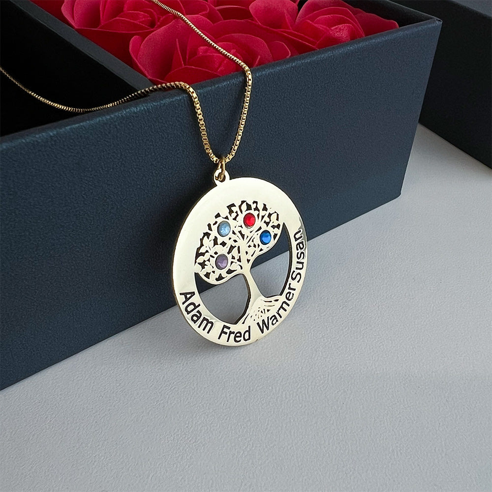 Custom Family Tree Birthstone Necklace For Mom/Grandma - Mother's Day Gift (Customized free)