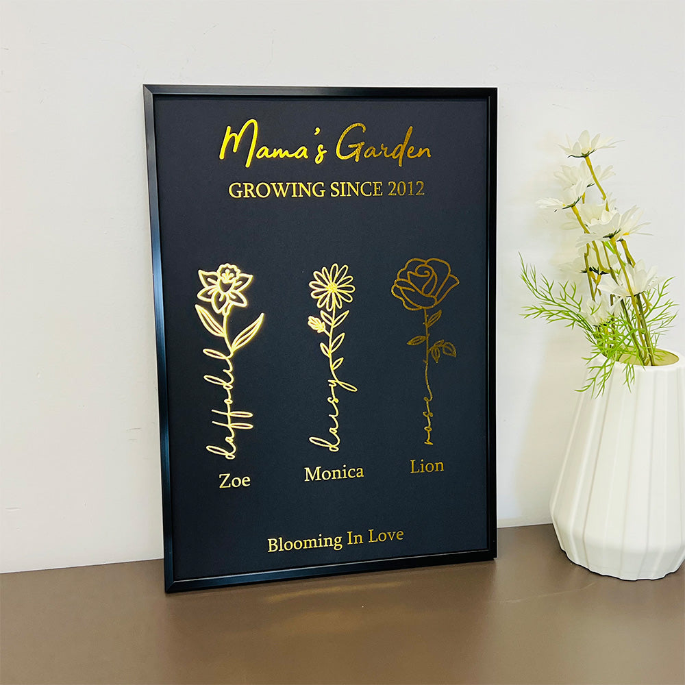 Hot Sale⭐️Custom Golden Foil Birth Flower Frame (Customized free)