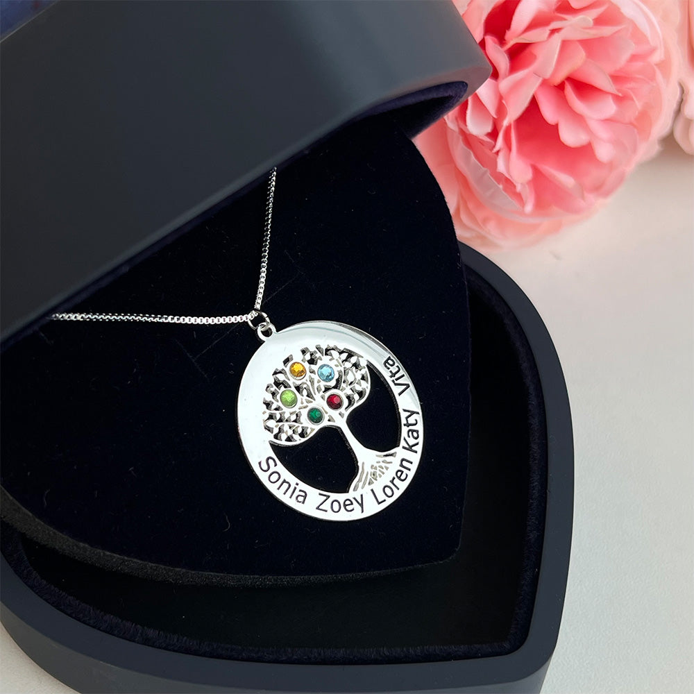 Custom Family Tree Birthstone Necklace For Mom/Grandma - Mother's Day Gift (Customized free)