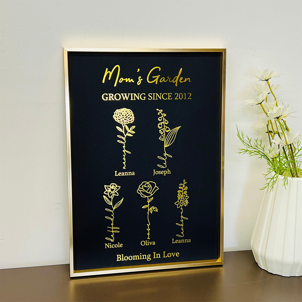 Hot Sale⭐️Custom Golden Foil Birth Flower Frame (Customized free)