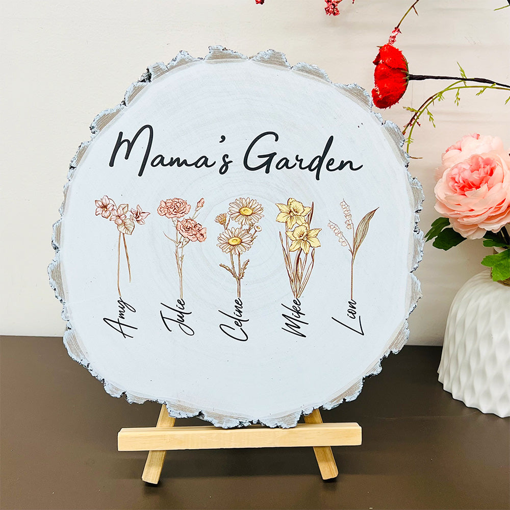 ⭐️ Mom's Garden is Her Children Custom Natural Wood Slice With Name