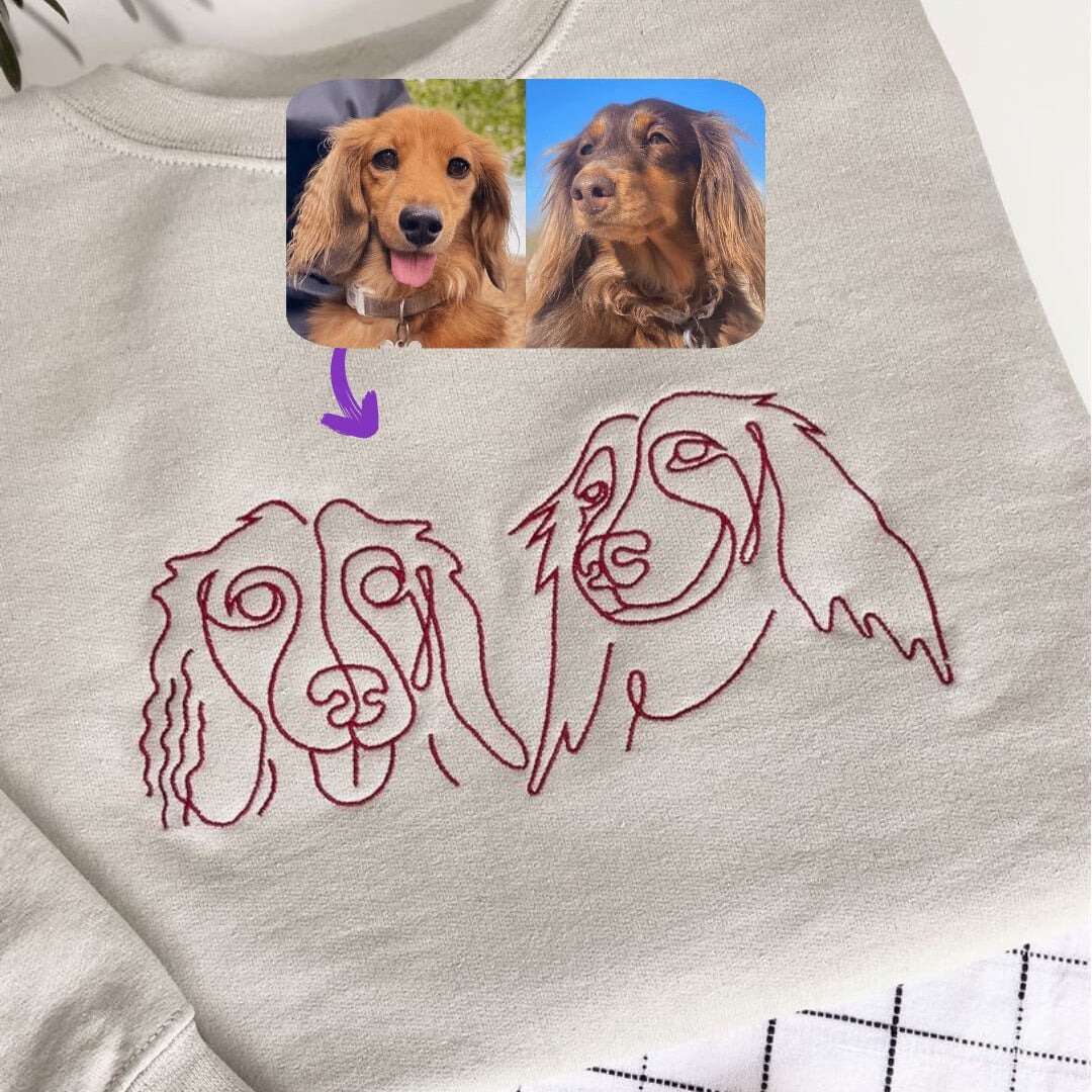 Custom Full Color/Outline Embroidered Pet Portrait Christmas Jumper Sweatshirt