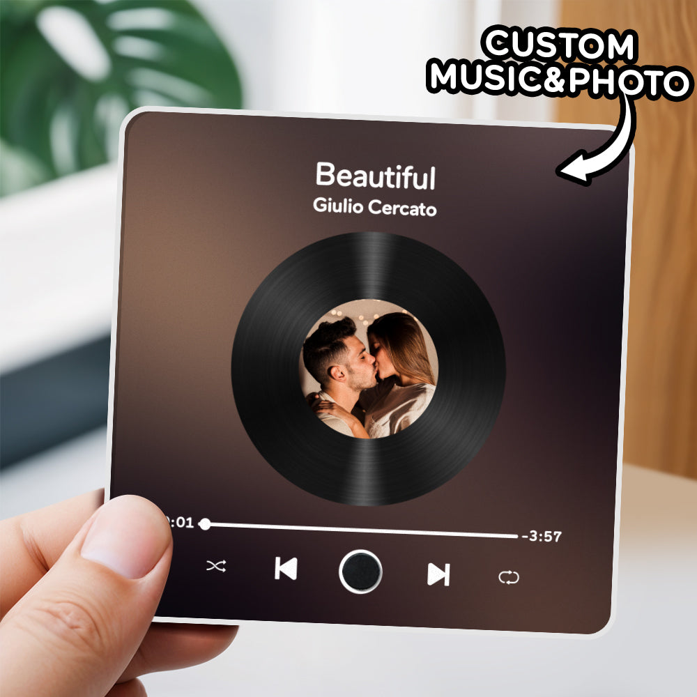 Personalized Custom Photo Music Fridge Magnet Can Play Songs and Adjust Volume, Gifts for Her