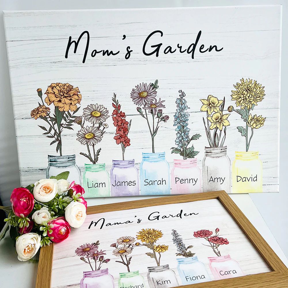 Names Birth Flower Frame, Jar Vases Art