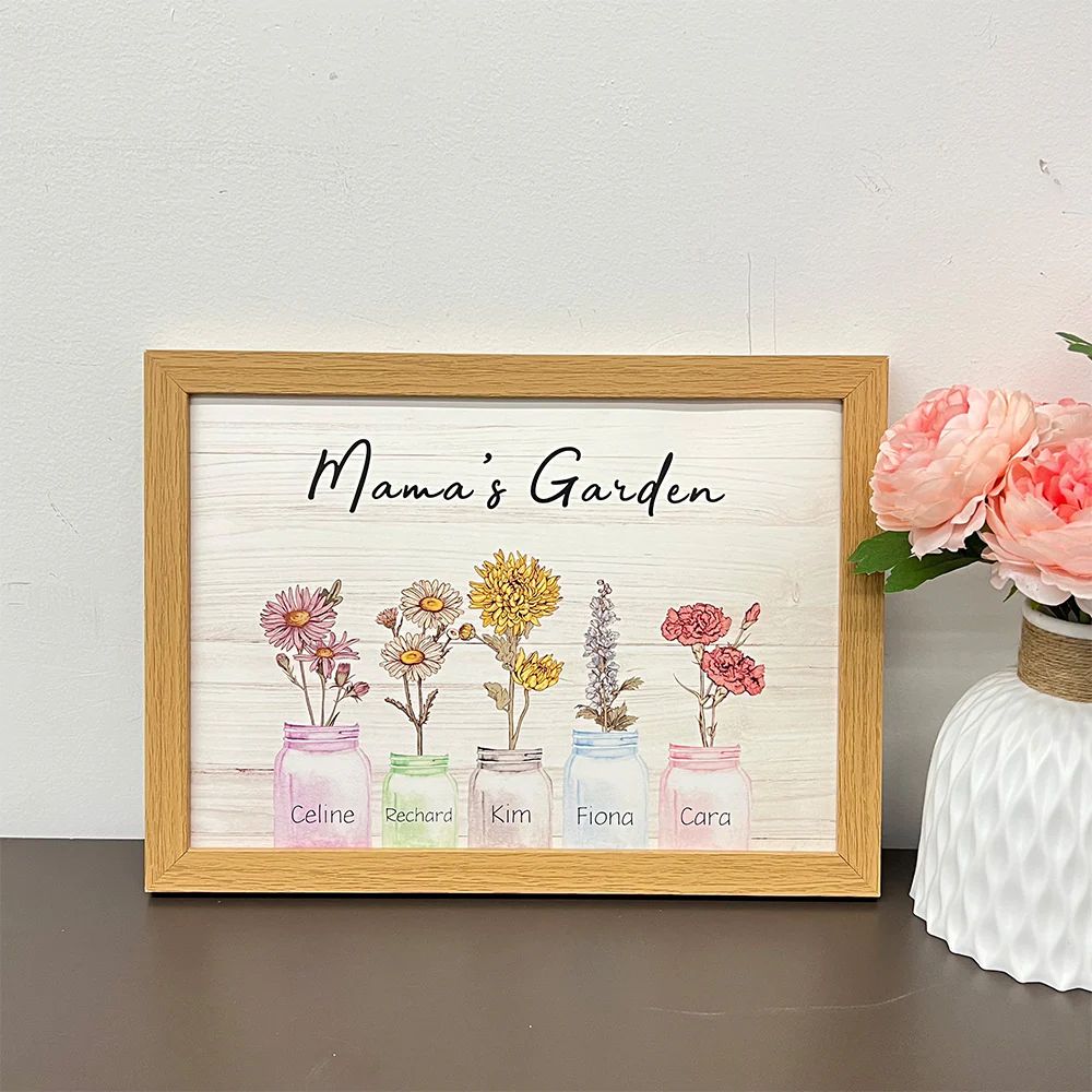 Names Birth Flower Frame, Jar Vases Art