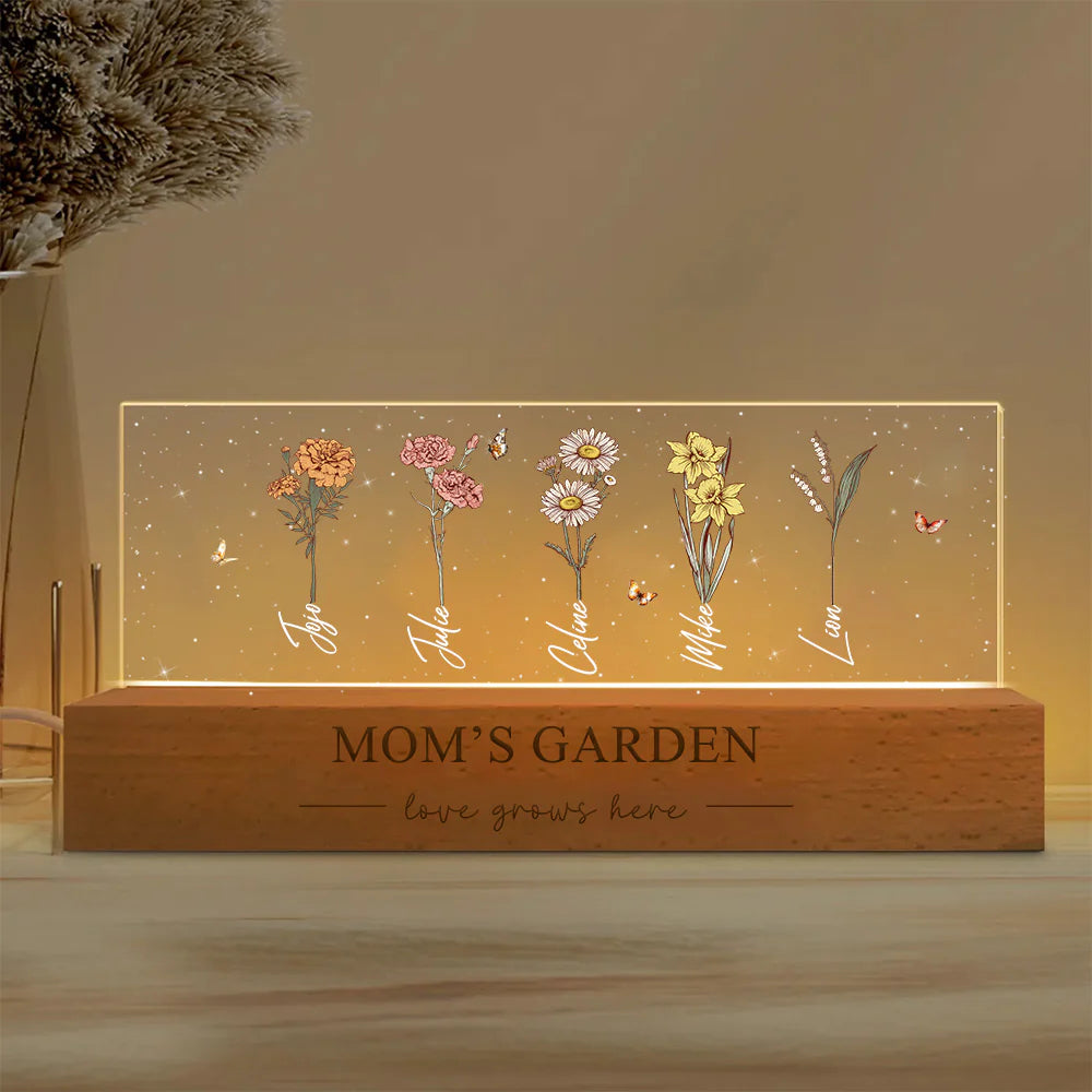 Birth Month Flower Personalized LED Night Light