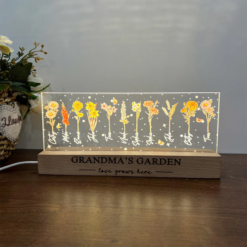 Birth Month Flower Personalized LED Night Light