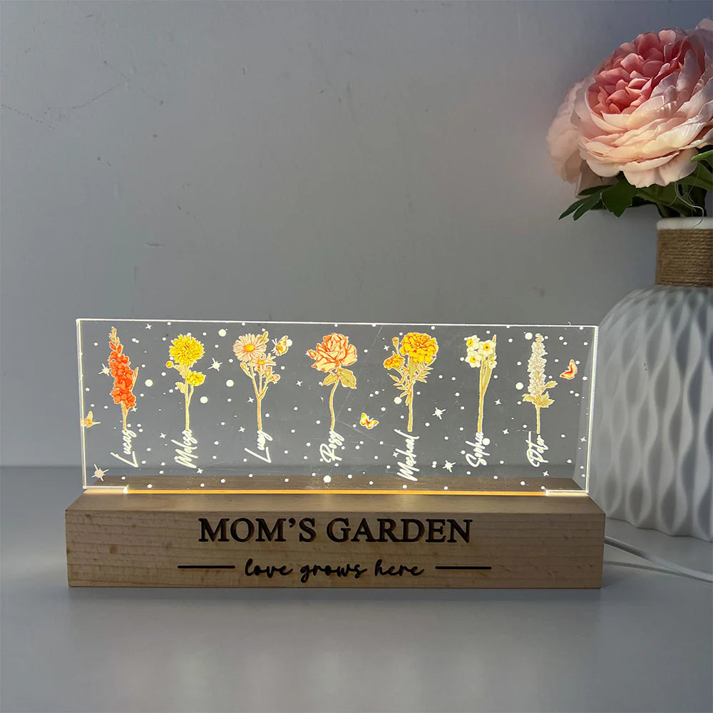 Birth Month Flower Personalized LED Night Light