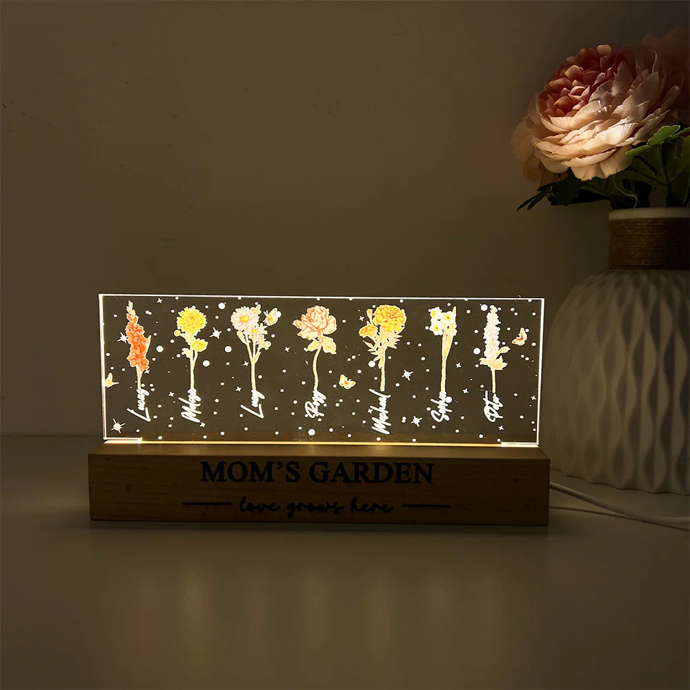 Birth Month Flower Personalized LED Night Light