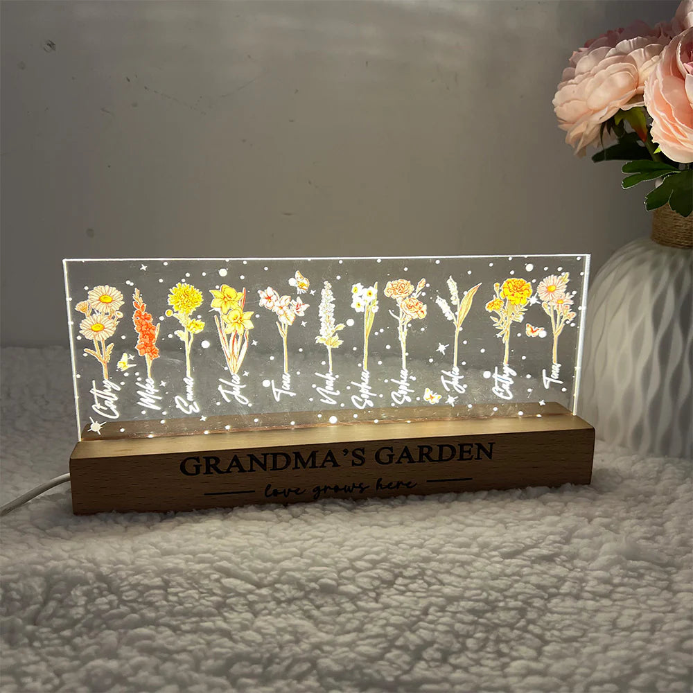 Birth Month Flower Personalized LED Night Light