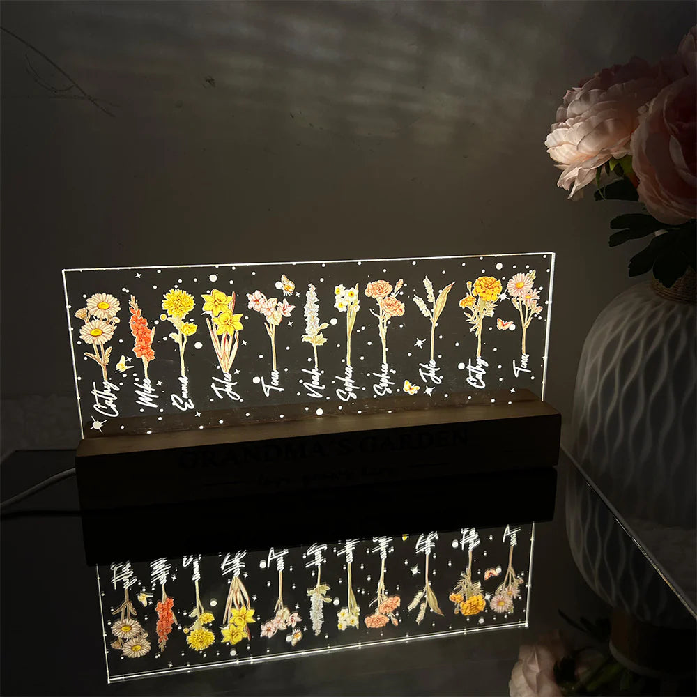 Birth Month Flower Personalized LED Night Light