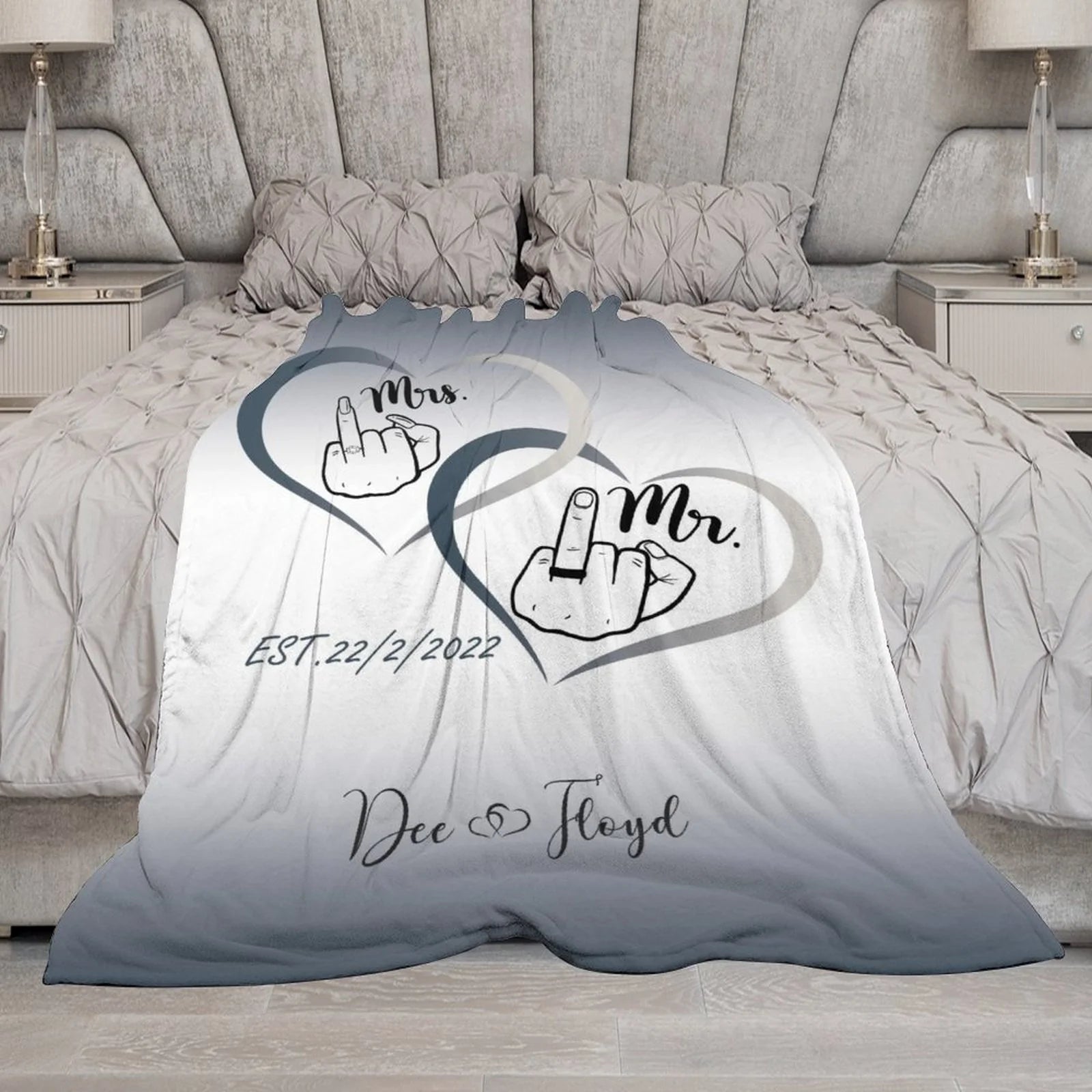 Personalized Couple throw blanket# anniversary gift for girlfriend, wife