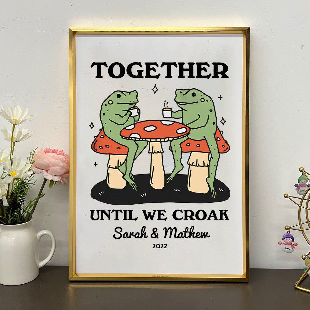 Personalized Frog Couple Print, Custom Frog Illustration Frame,Valentines Gift