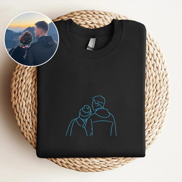 Custom Embroidered Sweatshirt Portrait Music Player Couple Family Gift