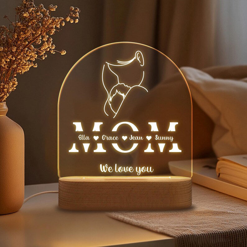 Custom Family Name Night Light for Mom,Gift for Mom