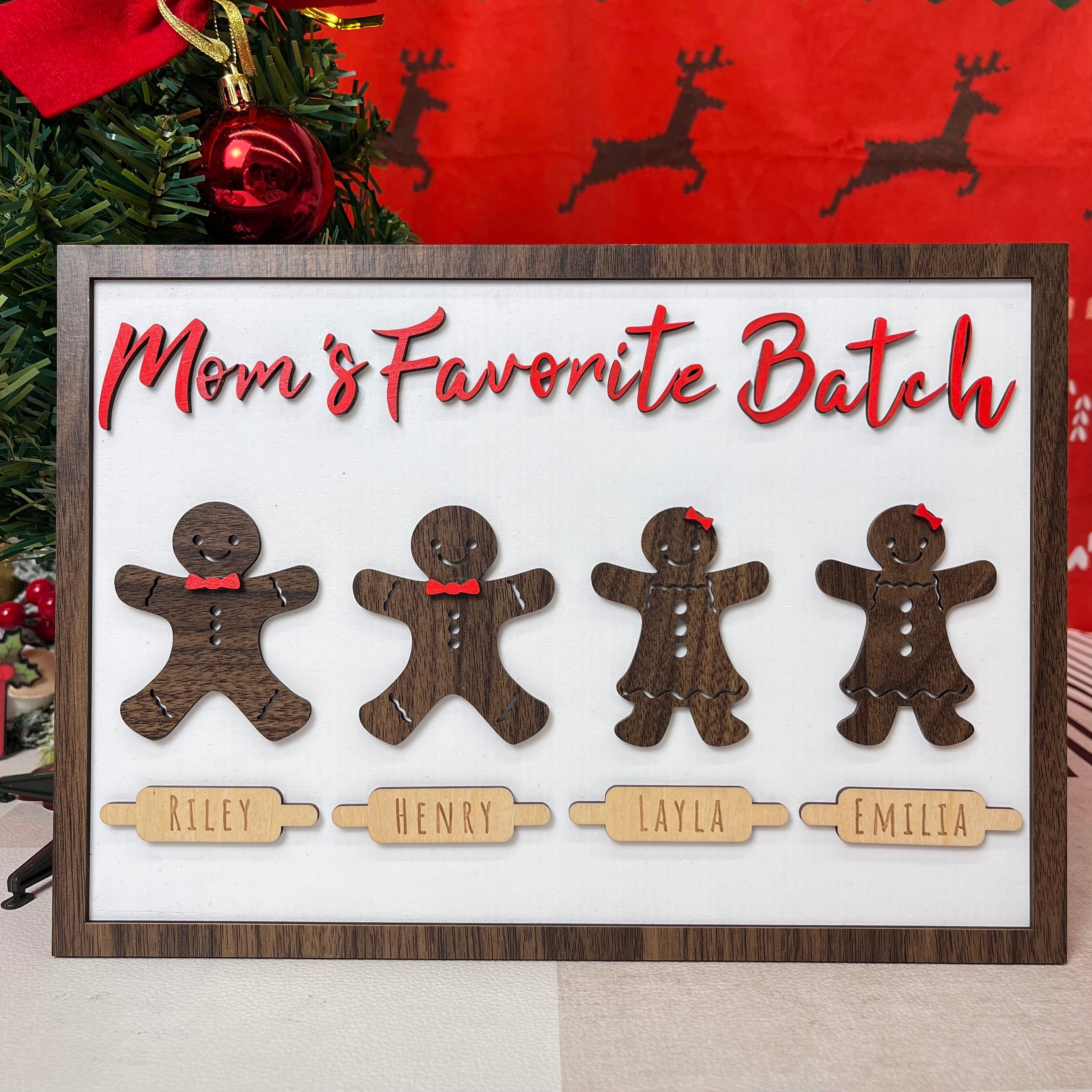 Custom Gingerbread Man Family Name Wooden Frame