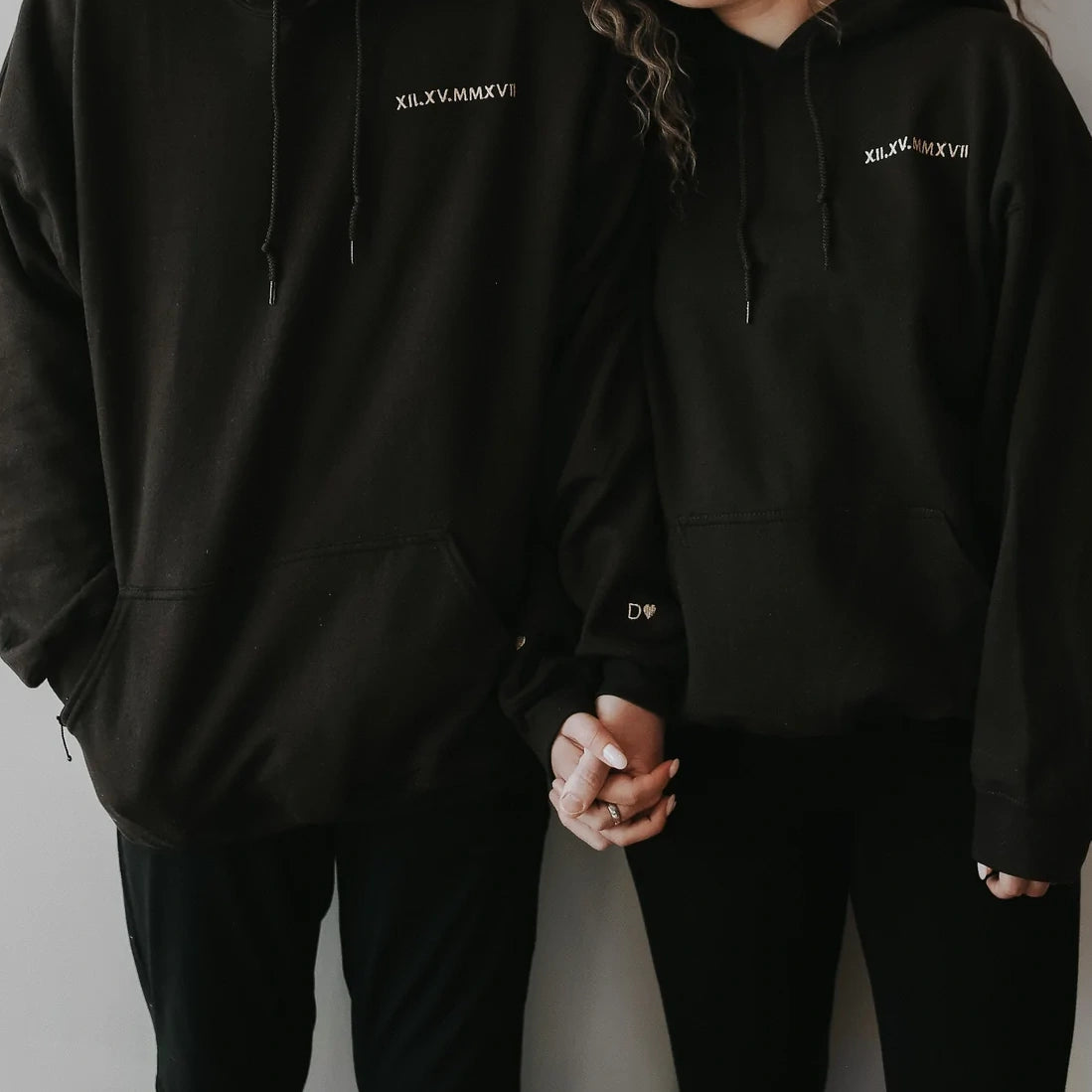 💖Custom Embroidered Roman Numeral Date Couple's Hoodie