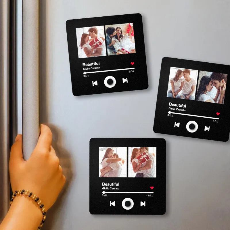 Personalized Custom Photo Music Fridge Magnet Can Play Songs and Adjust Volume, Gifts for Her