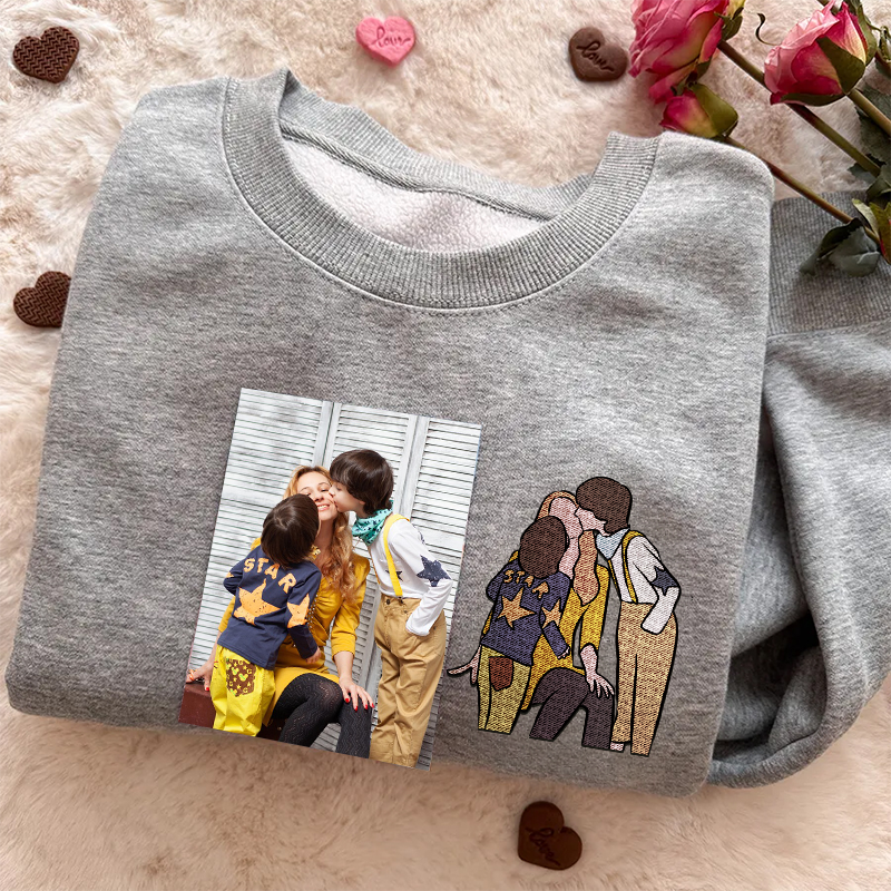 Custom Embroidered Mom Portrait Sweatshirt from Photo