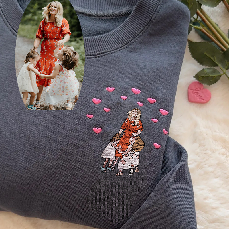 Custom Embroidered Mom Portrait Sweatshirt from Photo