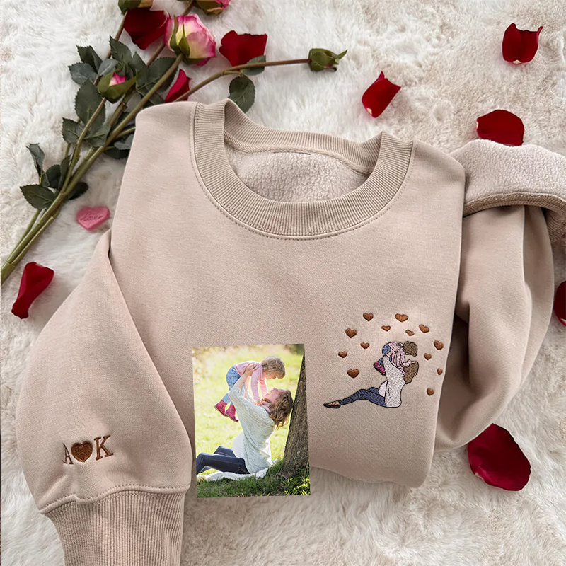 Custom Embroidered Mom Portrait Sweatshirt from Photo