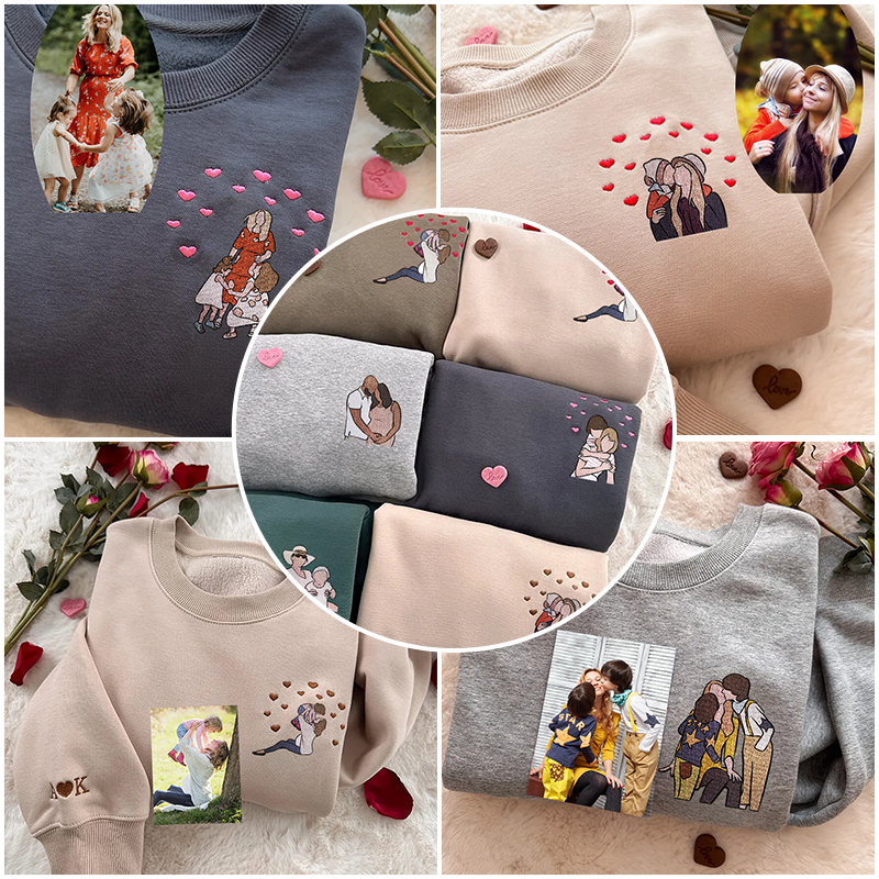 Custom Embroidered Mom Portrait Sweatshirt from Photo