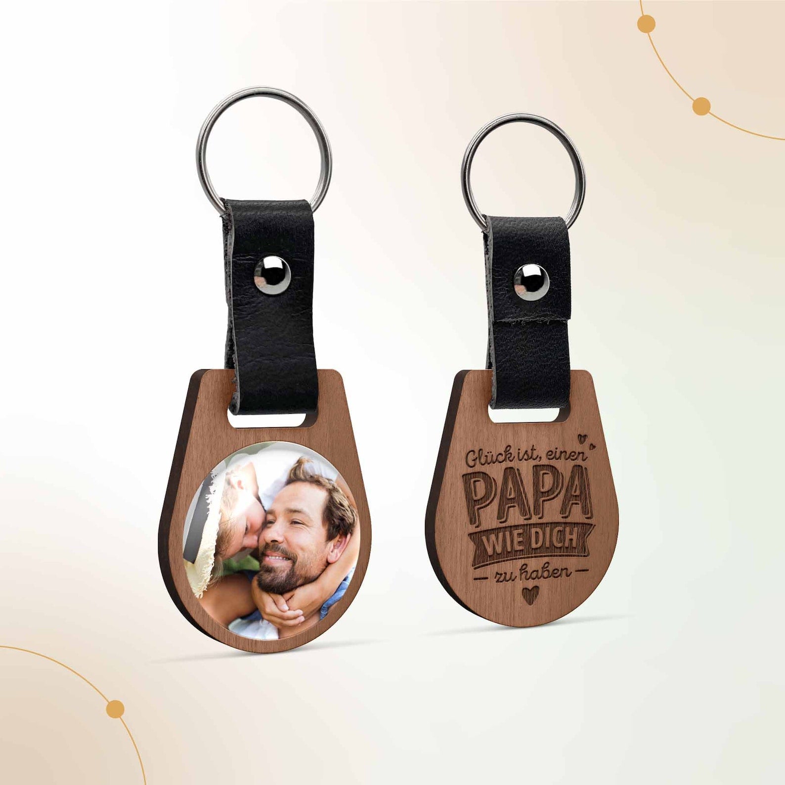 Photo keychain dad made of wood | Happiness is having a dad like you engraving