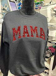 Custom Embroidered Applique Glitter Mama Sweatshirt - Gift for Mom