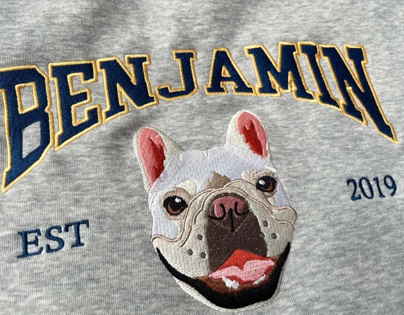 Custom Full Color Embroidered Sweatshirt With Pet Portrait