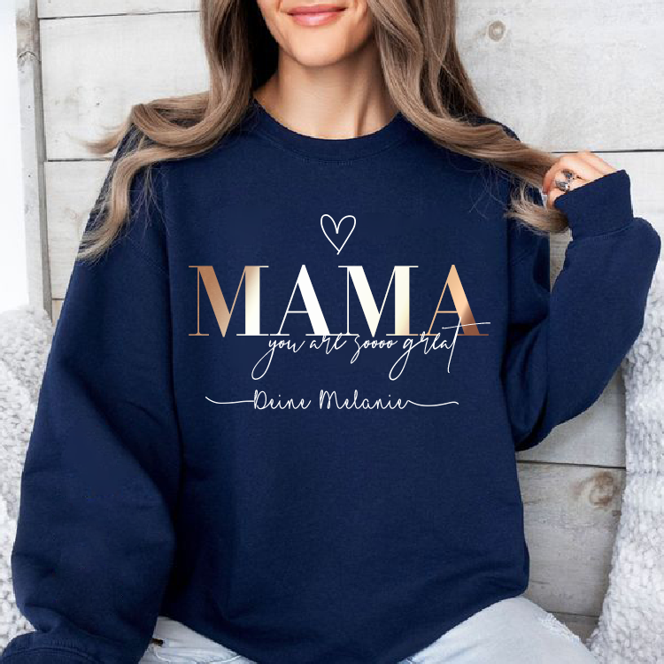 Personalized MAMA “You are soooo great” Sweatshirt with Kids Name on Sleeve-Mother's Day Sale (Customized free)