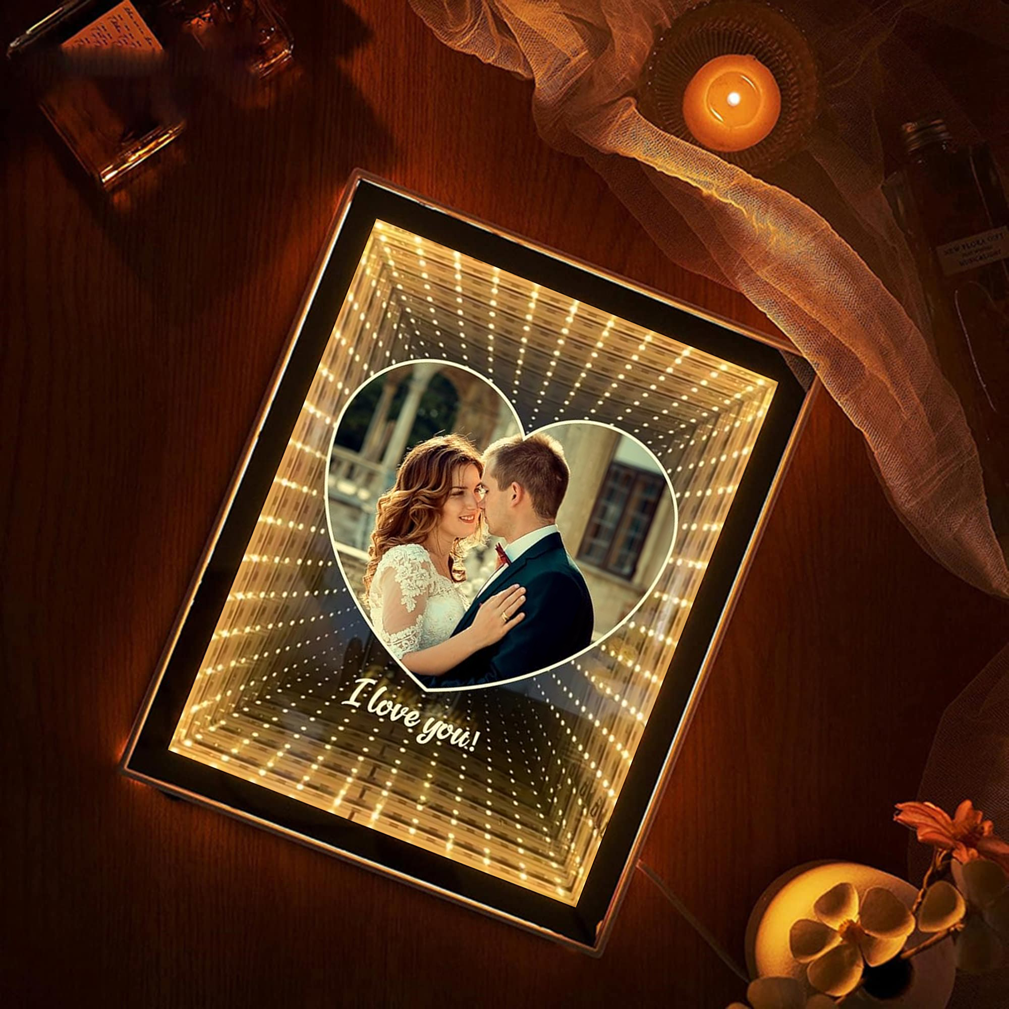 Customized Couple Photo Love Corridor Mirror Lamp