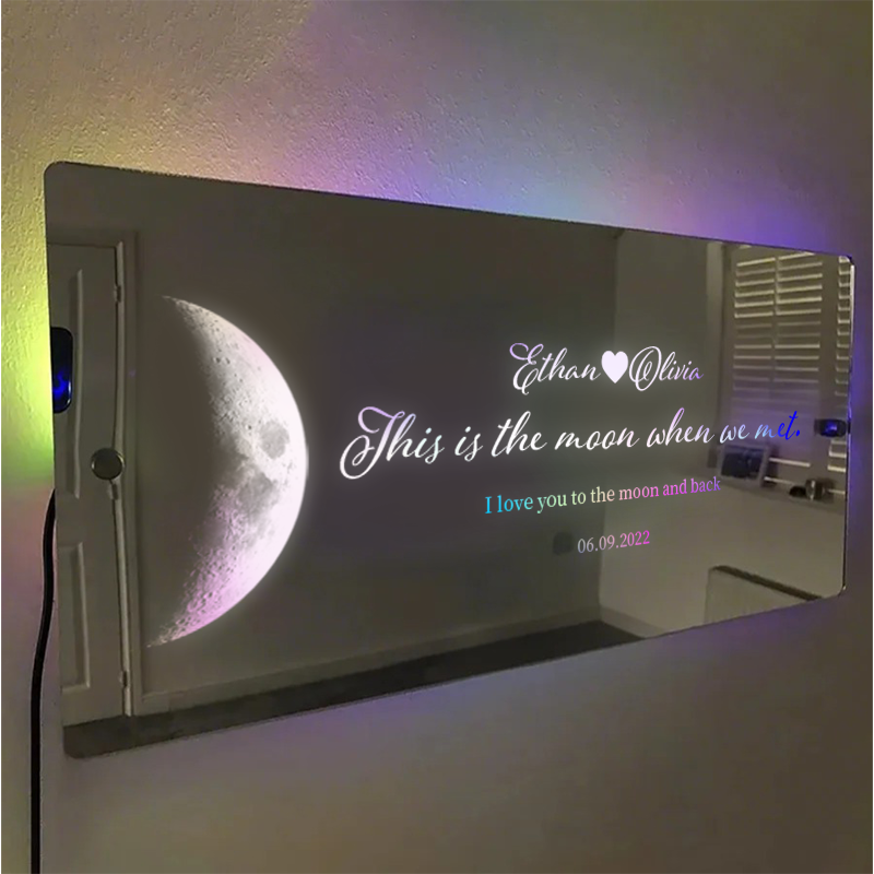 🌕Custom Anniversary Moon Phase Mirror Light - Romantic Valentine's Day Gift