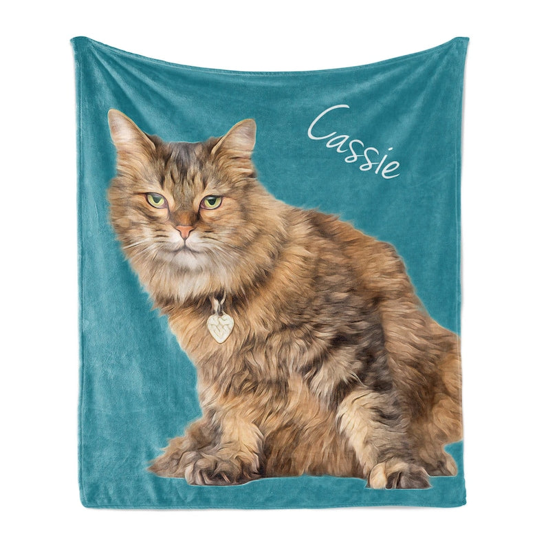 Personalized Pet Portrait Photo Fleece Blanket