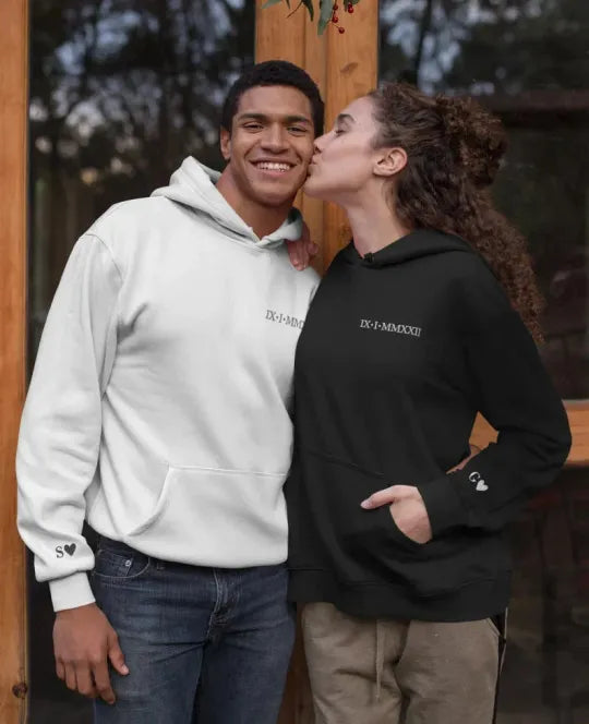 💖Custom Embroidered Roman Numeral Date Couple's Sweatshirt