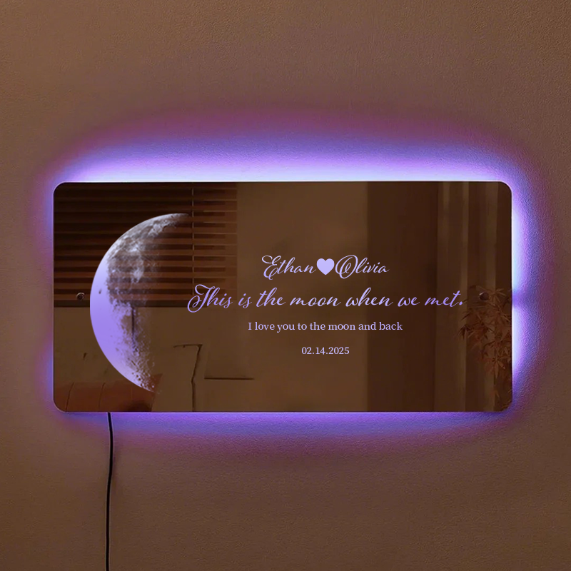 🌕Custom Anniversary Moon Phase Mirror Light - Romantic Valentine's Day Gift