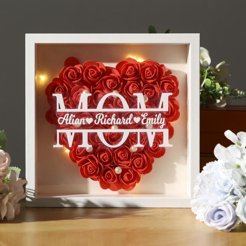 Personalized Mom Flower Shadow Box, Mother's Day Gift, Handcrafted Mom's Present, Gifts for Mom