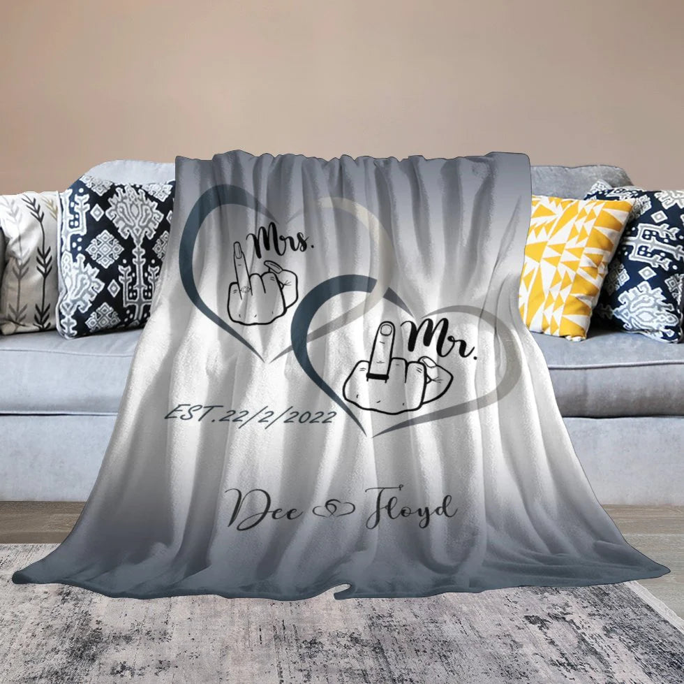 Personalized Couple throw blanket# anniversary gift for girlfriend, wife