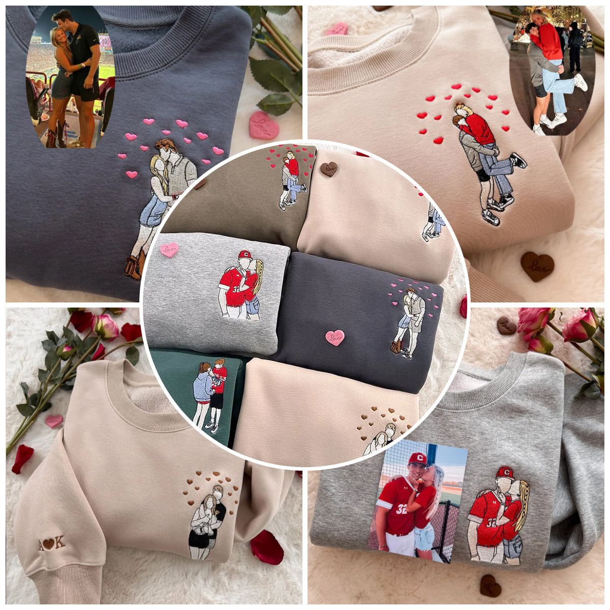 Custom Embroidered Portrait Sweatshirt from Photo • Valentine’s Day Gift