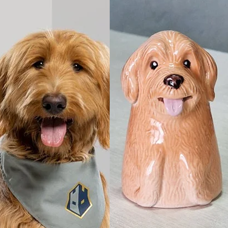 Custom Pet Portrait, Personalized Cookie Jar with Lid, Ceramic Portrait from Photo Figurine