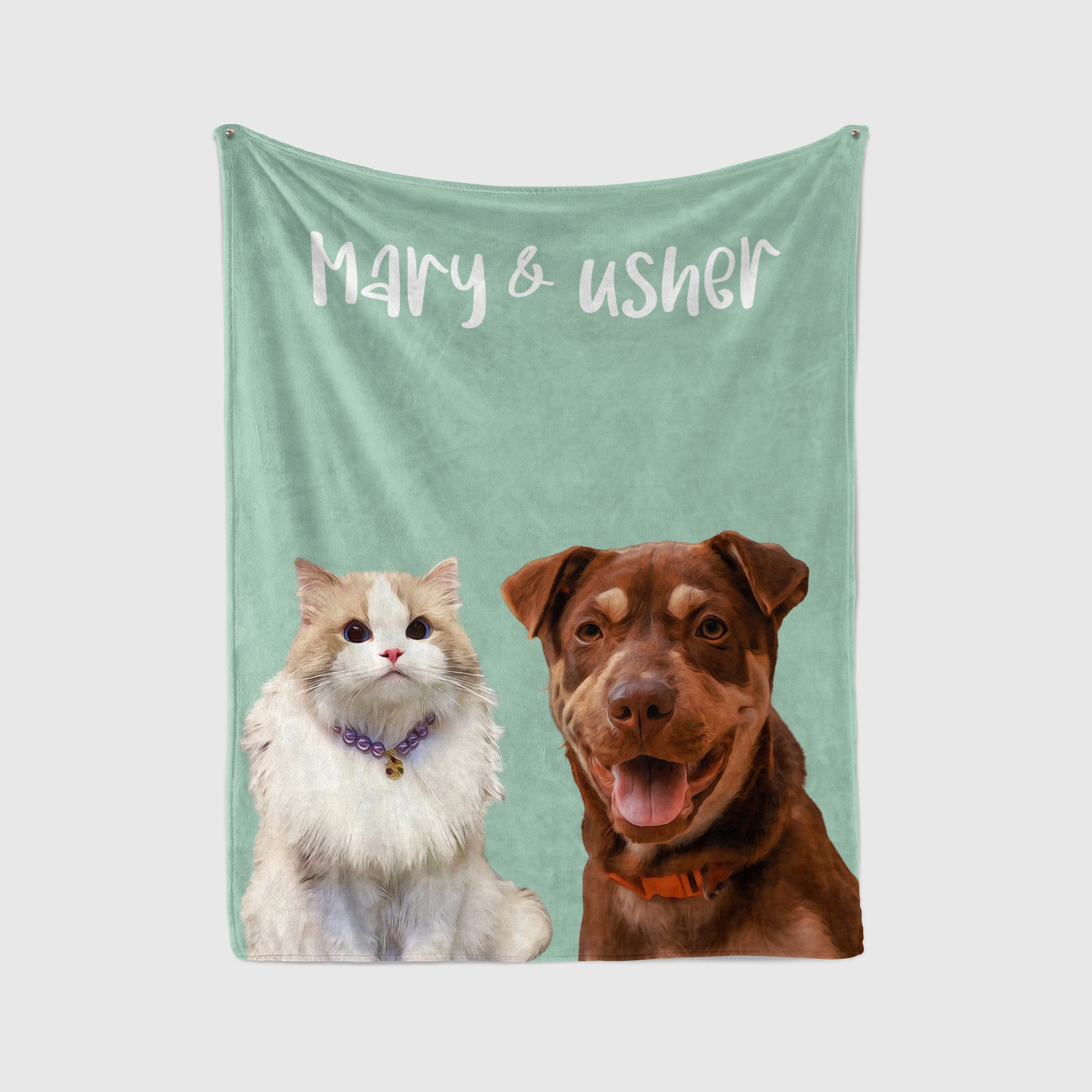 Personalized Pet Portrait Photo Fleece Blanket