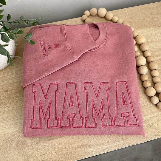 Personalized Mama Embroidered Sweatshirt With Date & Name, Mother's Day Gift