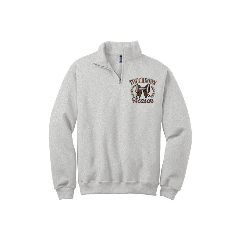 Embroidery Touch Down Season Football Quarterzips Sweatshirt