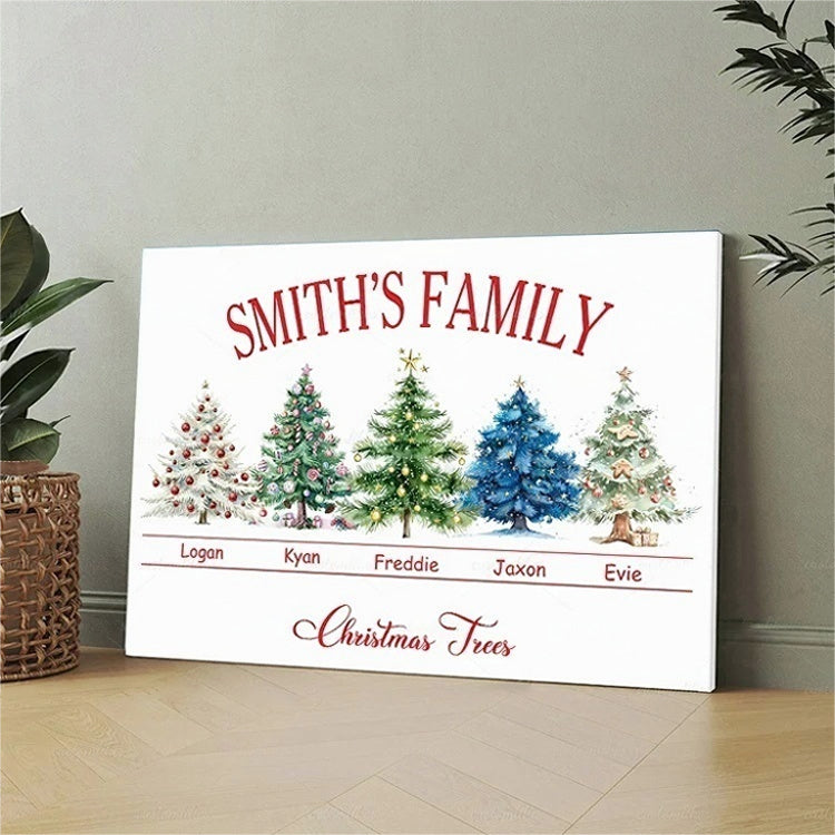 Custom Watercolor Christmas Trees Print Canvas