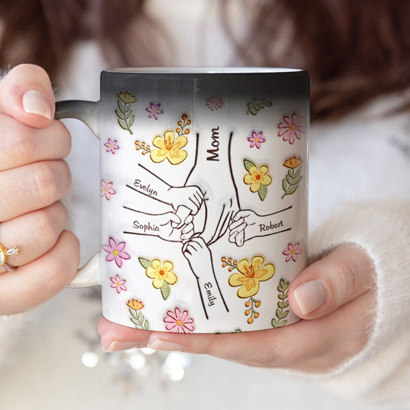 Hold My Hand, Hold My Heart - Color Changing Magic 3D Inflated Effect Printed Mug-For Mom,Mother's Day Gift