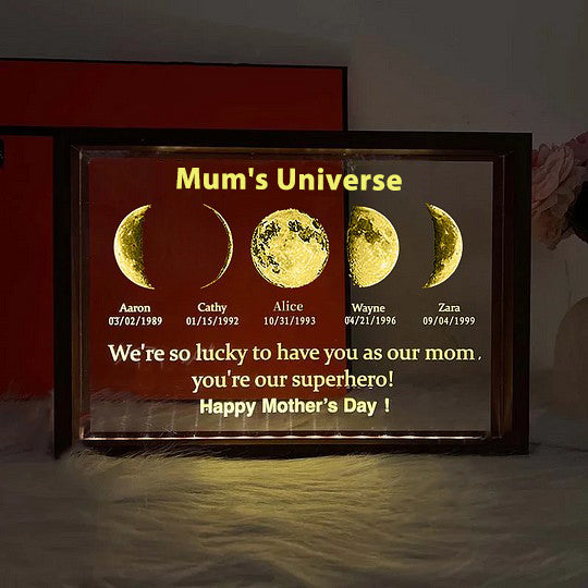 Custom Led Light Frame With Text And Date - Mum's Universe