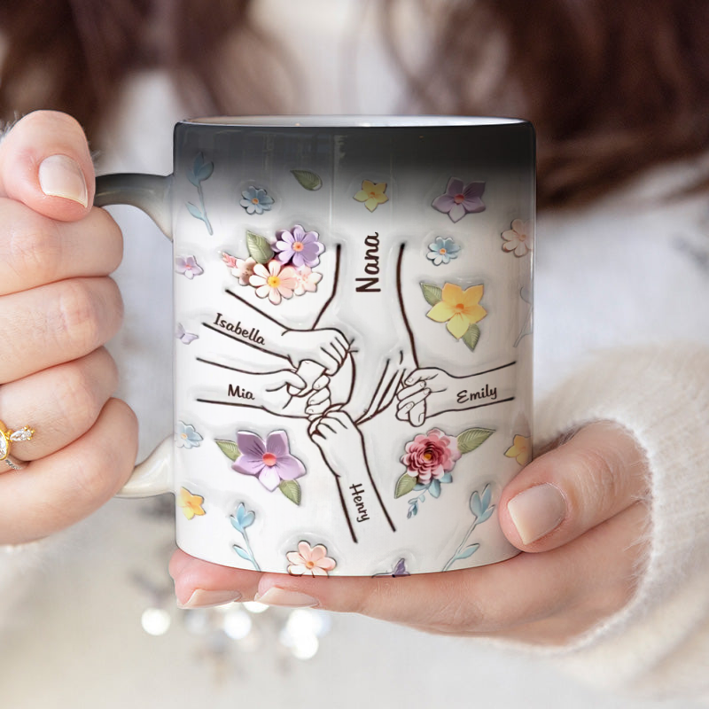 You Hold Our Hands, Also Our Hearts - Color Changing Magic 3D Inflated Effect Printed Mug-For Mom,Mother's Day Gift