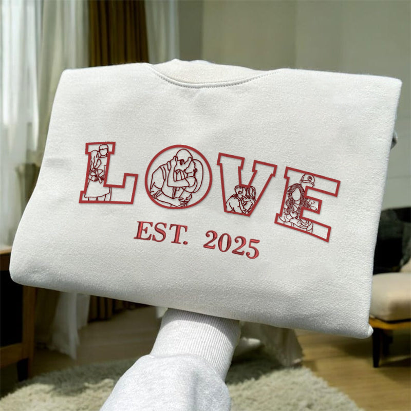 Personalized Photo Portrait Outline Embroidery Hoodie